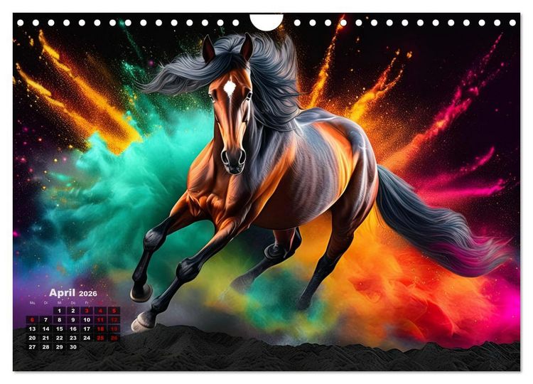 Produktbild: Pferde im Farbenrausch (Wandkalender 2026 DIN A4 quer), CALVENDO Monatskalender