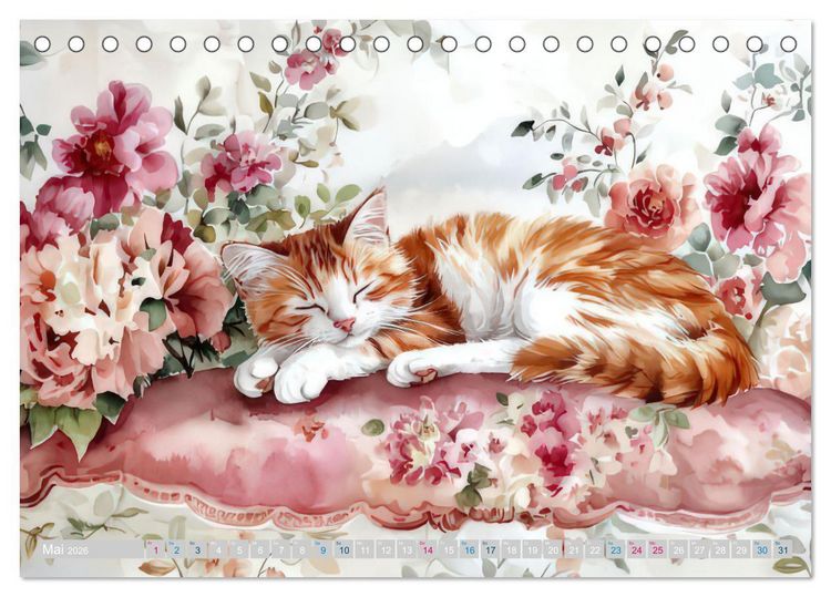 Produktbild: Katzensymphonie in Aquarell (Tischkalender 2026 DIN A5 quer), CALVENDO Monatskalender