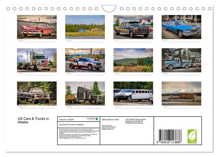 Produktbild: US Cars & Trucks in Alaska (Wandkalender 2026 DIN A4 quer), CALVENDO Monatskalender