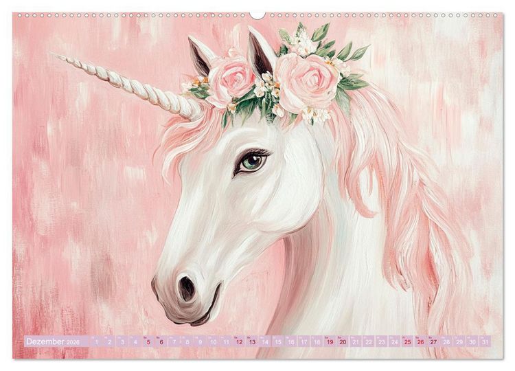 Produktbild: Zwischen Glitzer und Fantasie-Einh&ouml;rner durchs Jahr (hochwertiger Premium Wandkalender 2026 DIN A2 quer), Kunstdruck in Hochglanz