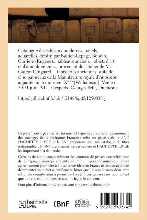 Produktbild: Catalogue de Tableaux Modernes, Pastels, Aquarelles, Dessins Par Bastien-Lepage, Boudin, E. Carri&egrave;re