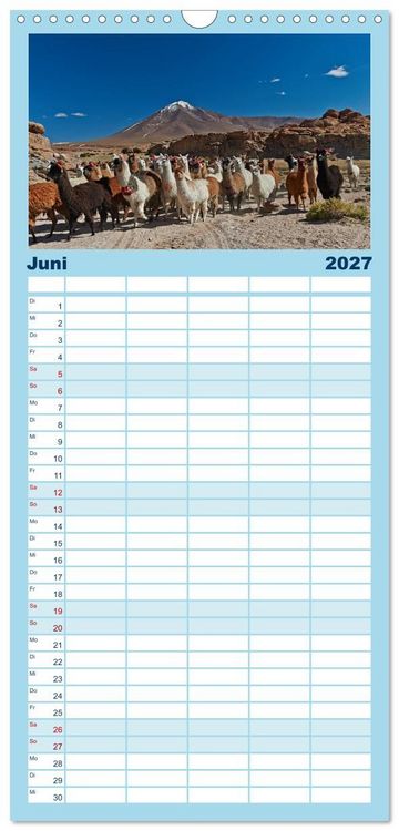 Produktbild: Familienplaner 2027 - Bolivien Andenlandschaften mit 5 Spalten (Wandkalender, 21 x 45 cm) CALVENDO