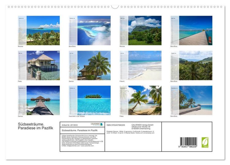 Produktbild: S&uuml;dseetr&auml;ume. Paradiese im Pazifik (hochwertiger Premium Wandkalender 2026 DIN A2 quer), Kunstdruck in Hochglanz