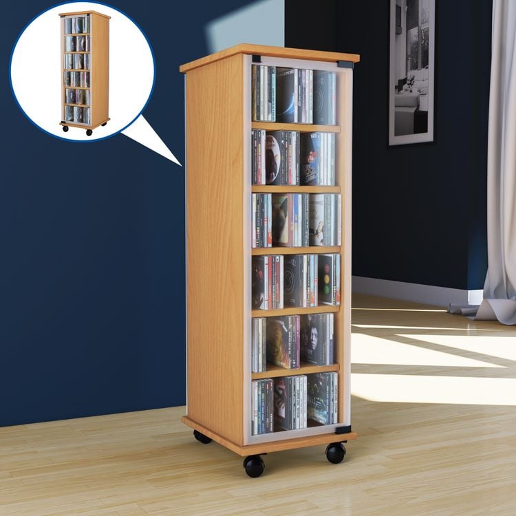 Produktbild: Holz CD DVD Stand Regal Schrank Valenza Glast&uuml;r