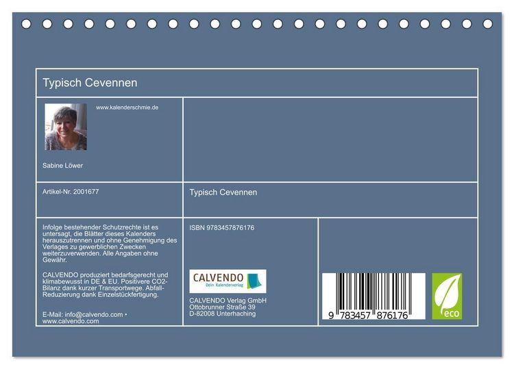 Produktbild: Typisch Cevennen (Tischkalender 2026 DIN A5 quer), CALVENDO Monatskalender