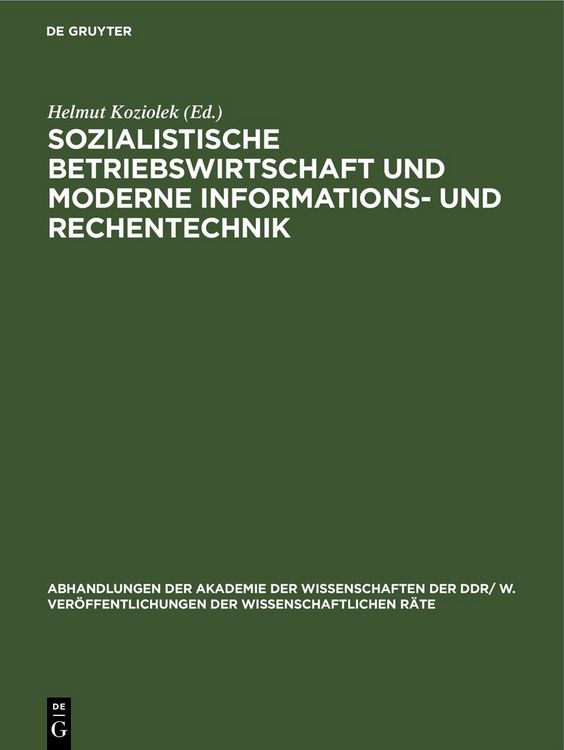 Produktbild: Sozialistische Betriebswirtschaft und moderne Informations- und Rechentechnik