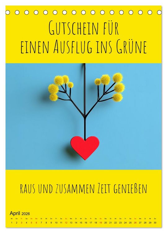 Produktbild: Gutscheinkalender - Gutschein Karten als Geschenk der Liebe (Tischkalender 2026 DIN A5 hoch), CALVENDO Monatskalender