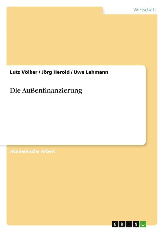 Produktbild: Die Au&szlig;enfinanzierung