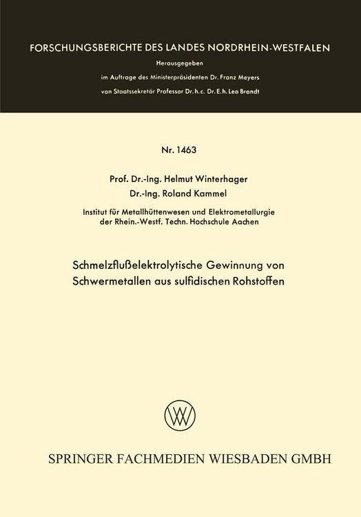 Produktbild: Schmelzflu&szlig;elektrolytische Gewinnung von Schwermetallen aus sulfidischen Rohstoffen