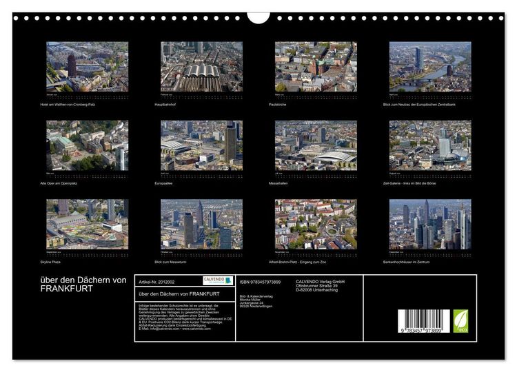 Produktbild: &uuml;ber den D&auml;chern von FRANKFURT (Wandkalender 2026 DIN A3 quer), CALVENDO Monatskalender