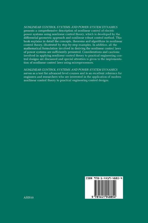 Produktbild: Nonlinear Control Systems and Power System Dynamics