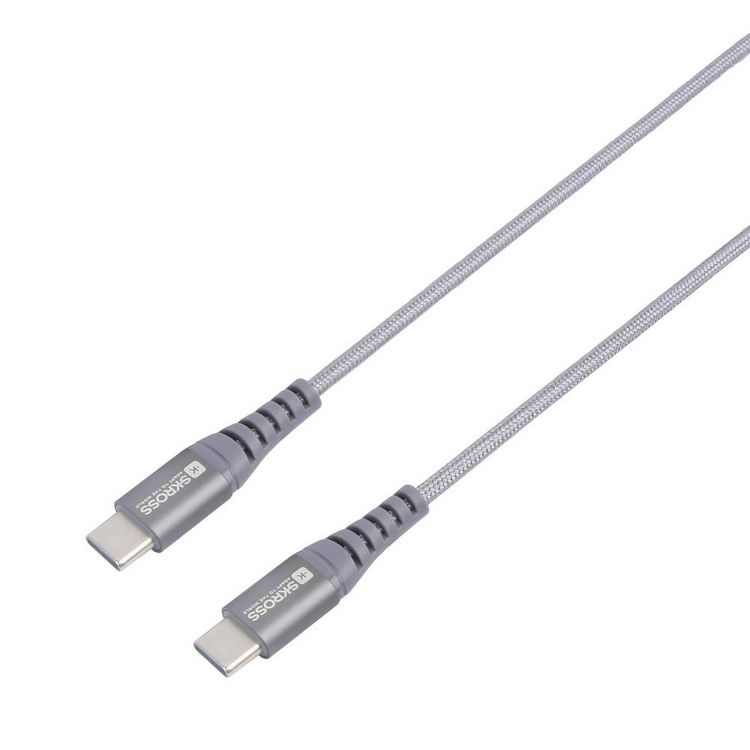 Produktbild: Skross USB-Kabel USB 2.0 USB-C&reg; Stecker, USB-C&reg; Stecker 1.20 m Spacegrau Rund, Flexibel, Stoff-Ummantelung SKCA0017C-C120CN