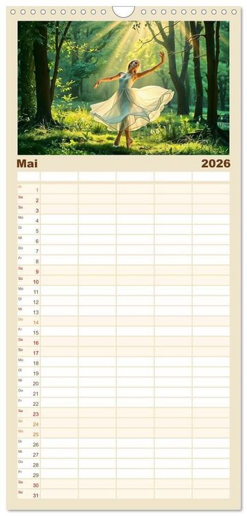 Produktbild: Familienplaner 2026 - Fl&uuml;gel aus Licht - Ballett in der Poesie der Natur mit 5 Spalten (Wandkalender, 21 x 45 cm) CALVENDO