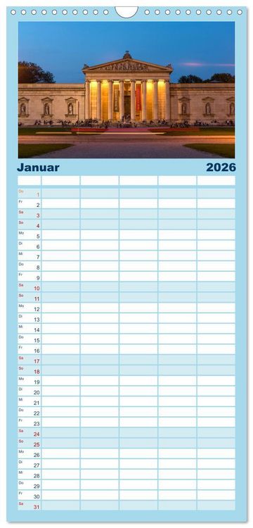 Produktbild: Familienplaner 2026 - Abend in M&uuml;nchen mit 5 Spalten (Wandkalender, 21 x 45 cm) CALVENDO