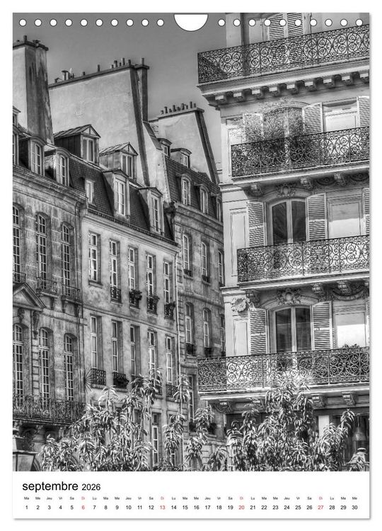 Produktbild: Paris noir blanc (Calendrier mural 2026 DIN A4 horizontal), CALVENDO calendrier mensuel