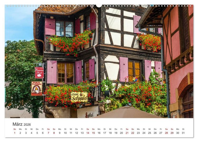 Produktbild: Els&auml;sser Weinstra&szlig;e, malerische D&ouml;rfer in idyllischer Landschaft (Wandkalender 2026 DIN A2 quer), CALVENDO Monatskalender