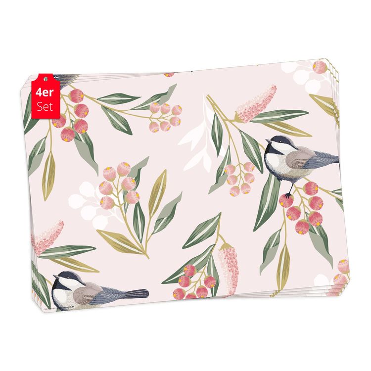 Produktbild: Tischsetmacher Tischsets Meisen mit Beeren, aus hochwertigem Vinyl (4 St&uuml;ck), 44 x 32 cm