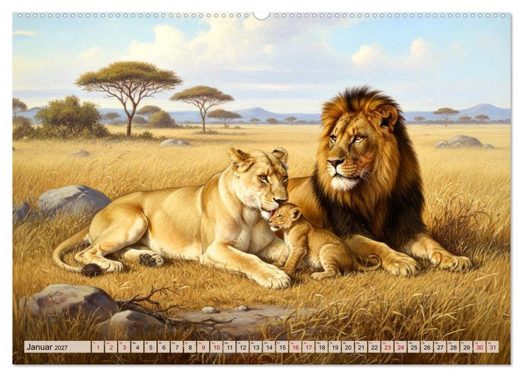 Produktbild: Afrikas Tiere wie aus alten B&uuml;chern (Wandkalender 2027 DIN A2 quer), CALVENDO Monatskalender