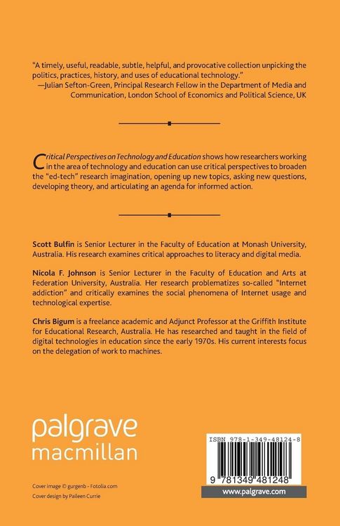 Produktbild: Critical Perspectives on Technology and Education