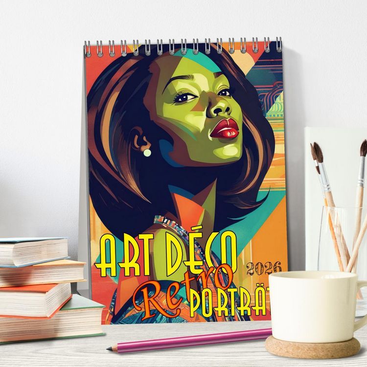 Produktbild: Art Deco Retro Portr&auml;ts (Tischkalender 2026 DIN A5 hoch), CALVENDO Monatskalender