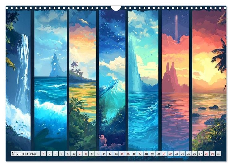 Produktbild: Landschaften in bunten Fragmenten (Wandkalender 2026 DIN A3 quer), CALVENDO Monatskalender