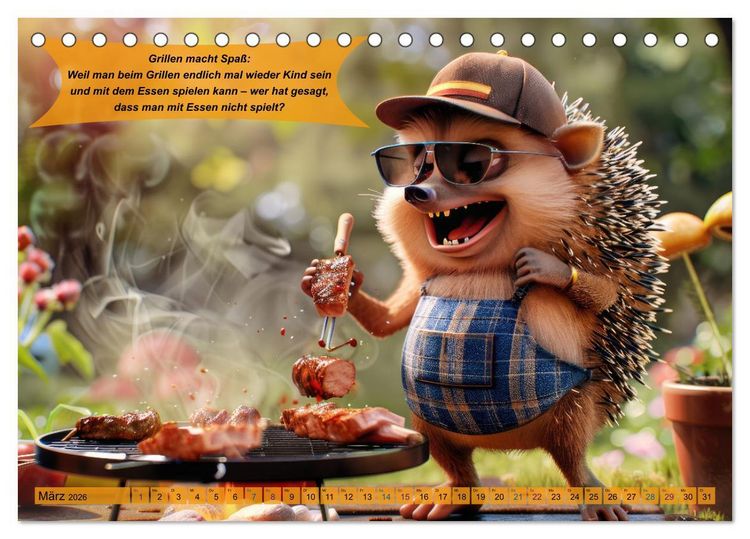 Produktbild: Tierisch lustige Grillmeister (Tischkalender 2026 DIN A5 quer), CALVENDO Monatskalender