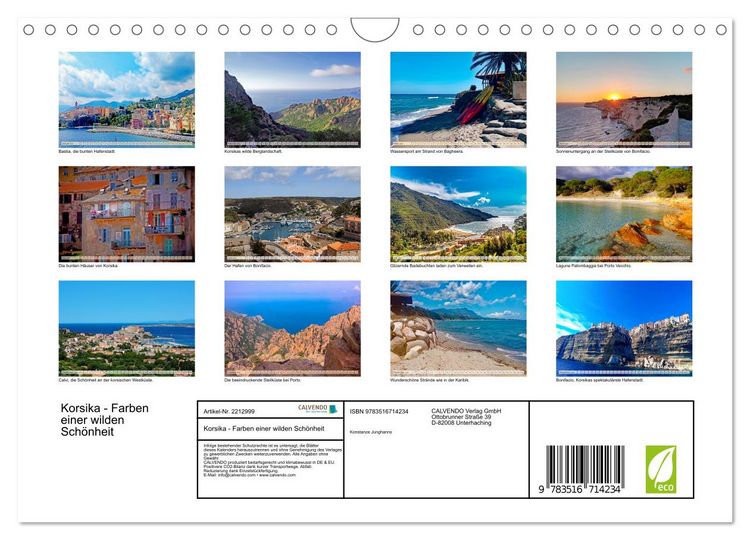 Produktbild: Korsika - Farben einer wilden Sch&ouml;nheit (Wandkalender 2026 DIN A4 quer), CALVENDO Monatskalender