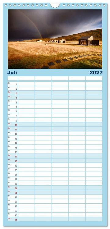 Produktbild: Familienplaner 2027 - Island - Rundreise im Oktober mit 5 Spalten (Wandkalender, 21 x 45 cm) CALVENDO