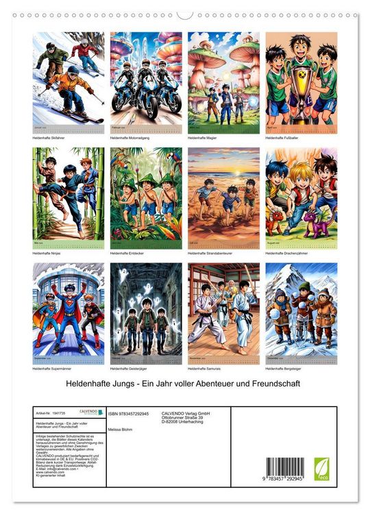 Produktbild: Heldenhafte Jungs - Ein Jahr voller Abenteuer und Freundschaft (hochwertiger Premium Wandkalender 2026 DIN A2 hoch), Kunstdruck in Hochglanz