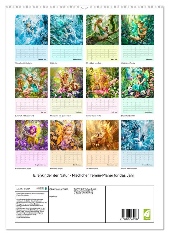 Produktbild: Elfenkinder der Natur - Niedlicher Termin-Planer f&uuml;r das Jahr (hochwertiger Premium Wandkalender 2026 DIN A2 hoch), Kunstdruck in Hochglanz