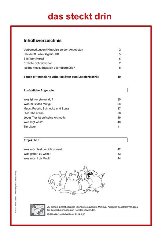 Produktbild: Literaturprojekt zu mutig, mutig