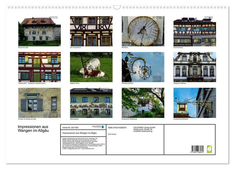 Produktbild: Impressionen aus Wangen im Allg&auml;u (Wandkalender 2026 DIN A2 quer), CALVENDO Monatskalender