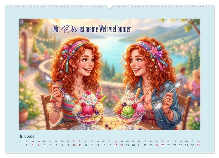 Produktbild: Freundin - Schwester - Lieblingsmensch (hochwertiger Premium Wandkalender 2027 DIN A2 quer), Kunstdruck in Hochglanz