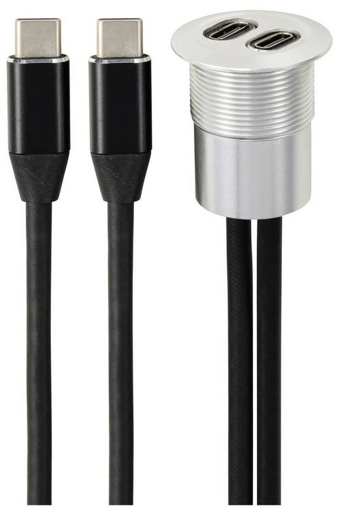 Produktbild: TRU COMPONENTS USB-C&reg; (3.1) 2x Buchse/Stecker 1m Kabel silber TC-13376316 Inhalt: 1St.
