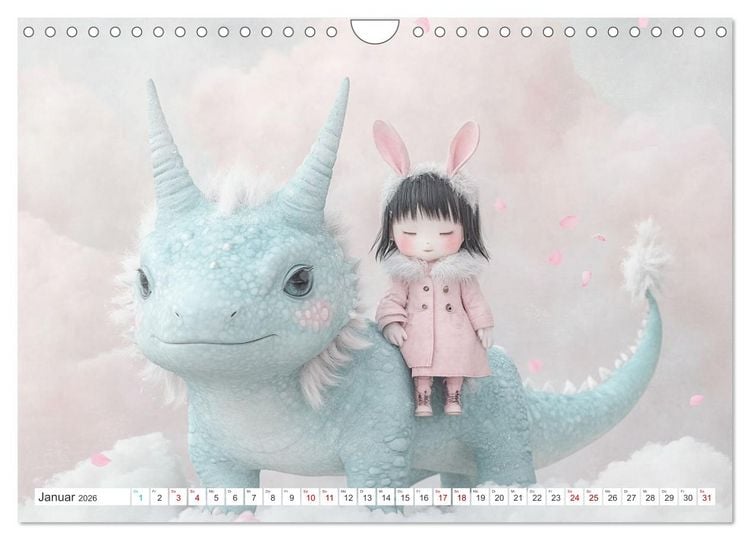 Produktbild: Dinozauber &ndash; Wenn Urzeitbewohner zu Freunden werden (Wandkalender 2026 DIN A4 quer), CALVENDO Monatskalender