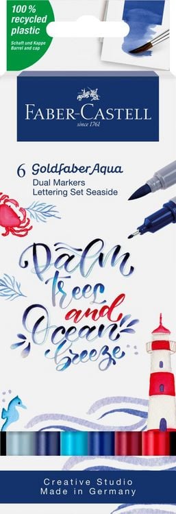Produktbild: Faber-Castell Tuschestift Dual Marker Goldfaber Aqua, Seaside, 6er Set