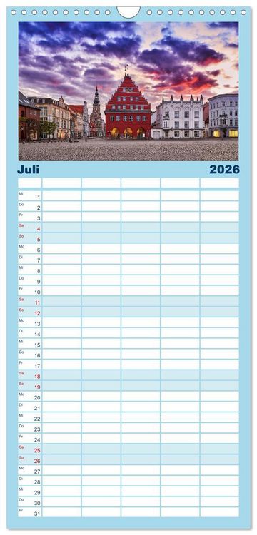 Produktbild: Familienplaner 2026 - Vorpommern im Fokus mit 5 Spalten (Wandkalender, 21 x 45 cm) CALVENDO