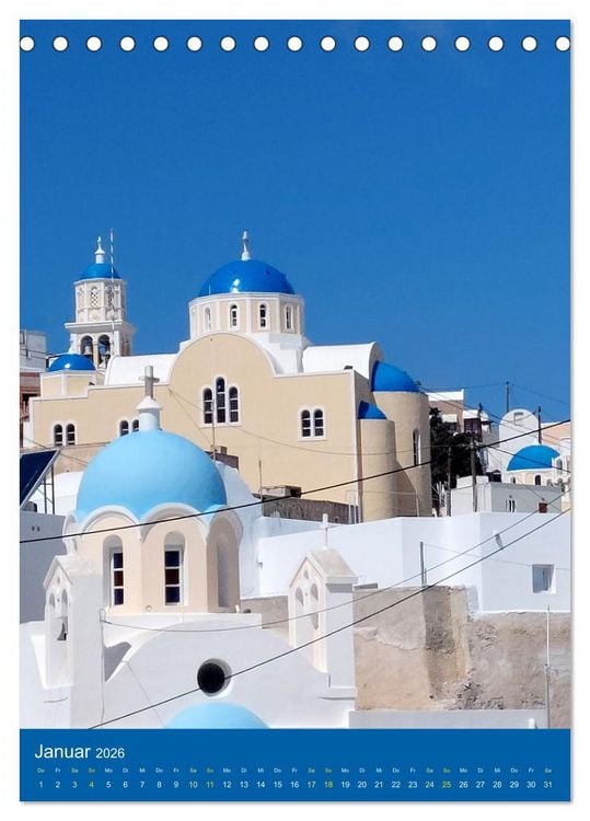 Produktbild: SANTORIN &ndash; Einziartige Motive der griechischen Trauminsel (Tischkalender 2026 DIN A5 hoch), CALVENDO Monatskalender