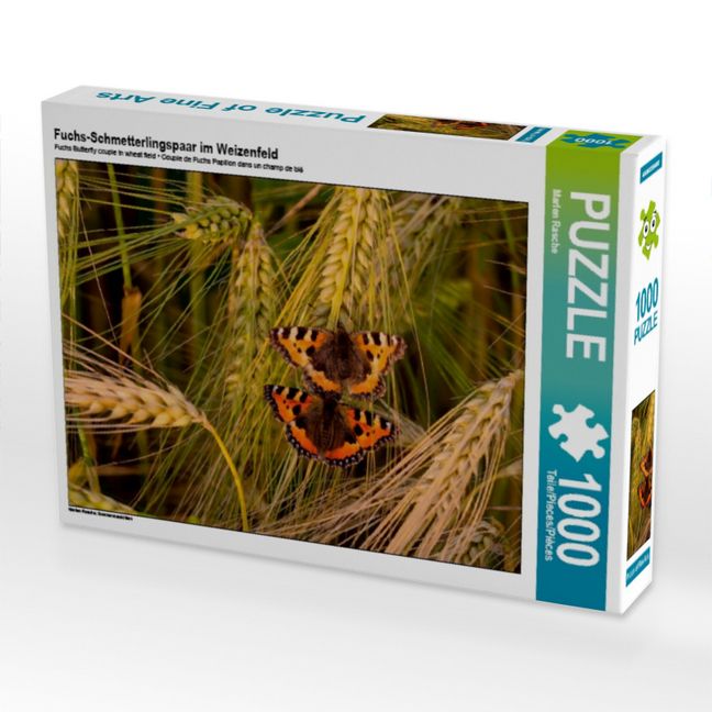 Produktbild: CALVENDO Puzzle Fuchs-Schmetterlingspaar im Weizenfeld | 1000 Teile Lege-Gr&ouml;&szlig;e 64x48cm Foto-Puzzle f&uuml;r gl&uuml;ckliche Stunden