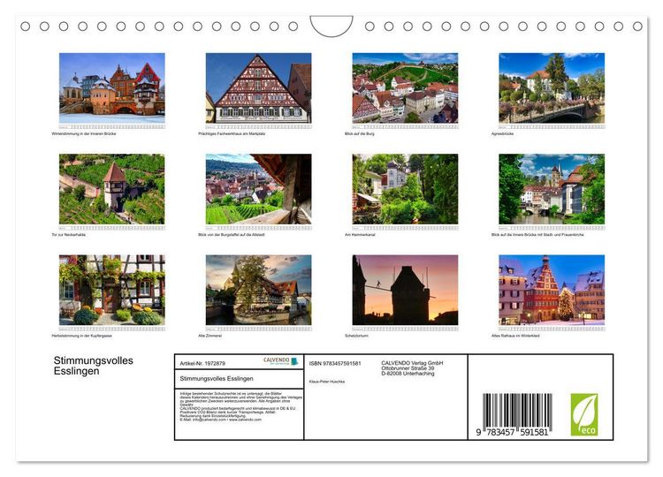 Produktbild: Stimmungsvolles Esslingen (Wandkalender 2026 DIN A4 quer), CALVENDO Monatskalender