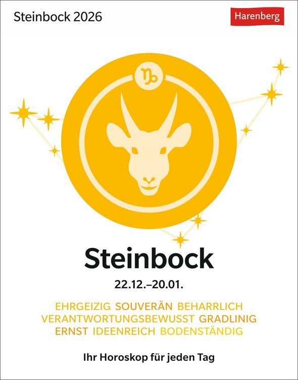 Produktbild: Steinbock Sternzeichenkalender 2026 - Tagesabrei&szlig;kalender - Ihr Horoskop f&uuml;r jeden Tag