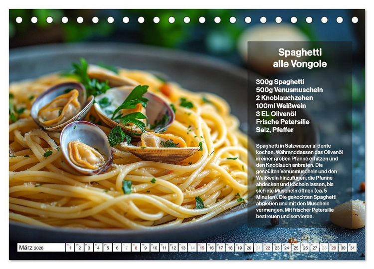 Produktbild: Italienische Spaghetti Rezepte - Leckere So&szlig;en f&uuml;r jeden Monat (Tischkalender 2026 DIN A5 quer), CALVENDO Monatskalender