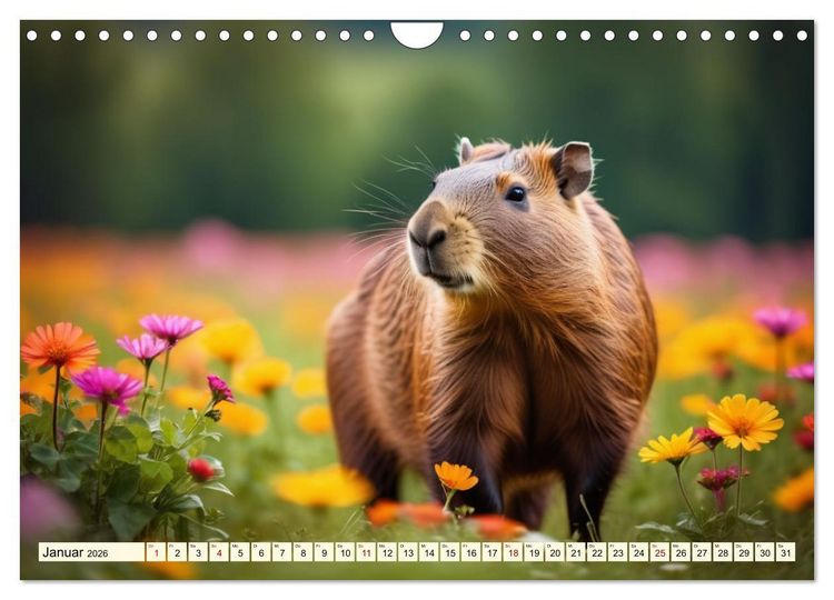Produktbild: Capybaras - Wasserschweine die Herren der Gr&auml;ser (Wandkalender 2026 DIN A4 quer), CALVENDO Monatskalender