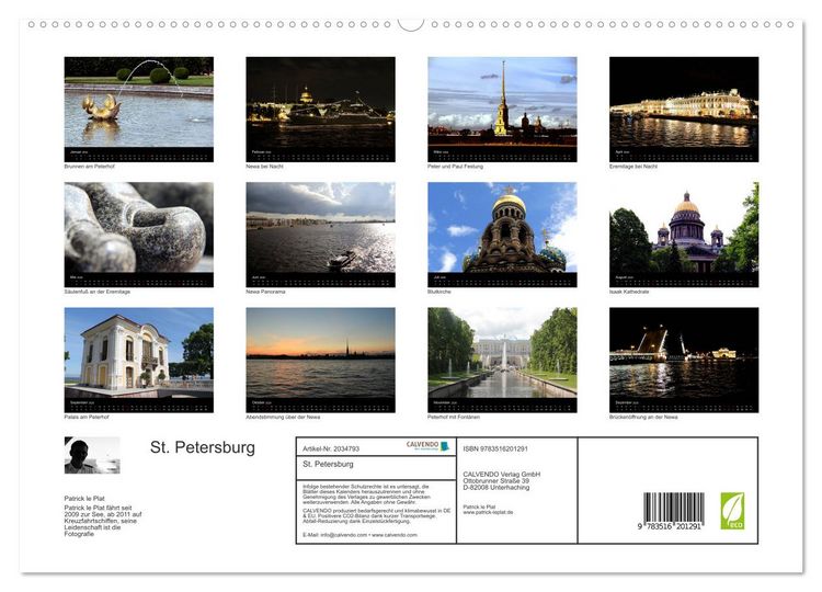Produktbild: St. Petersburg (hochwertiger Premium Wandkalender 2026 DIN A2 quer), Kunstdruck in Hochglanz