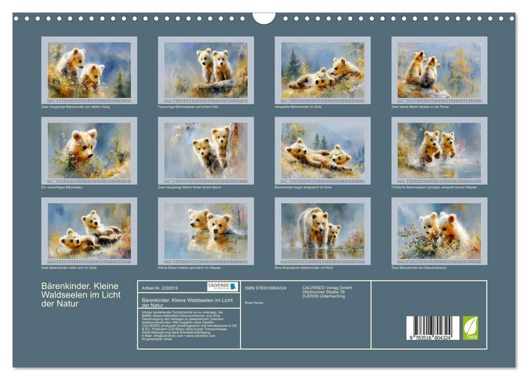 Produktbild: B&auml;renkinder. Kleine Waldseelen im Licht der Natur (Wandkalender 2027 DIN A3 quer), CALVENDO Monatskalender