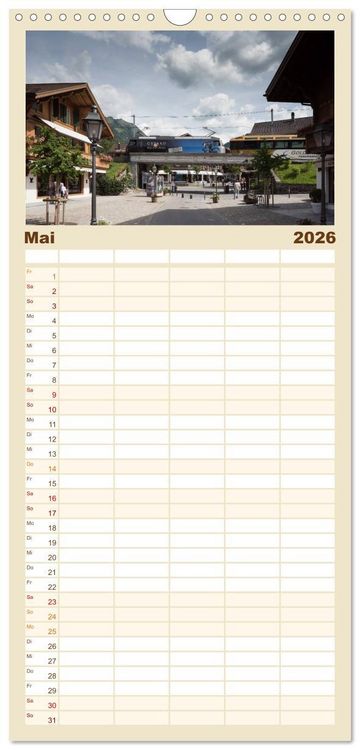 Produktbild: Familienplaner 2026 - Schweizer Eisenbahn mit 5 Spalten (Wandkalender, 21 x 45 cm) CALVENDO