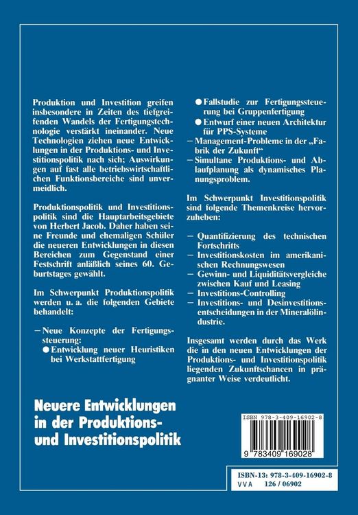 Produktbild: Neuere Entwicklungen in der Produktions- und Investitionspolitik