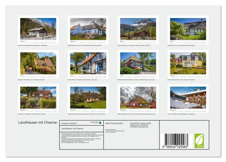 Produktbild: Landh&auml;user mit Charme (Wandkalender 2026 DIN A4 quer), CALVENDO Monatskalender
