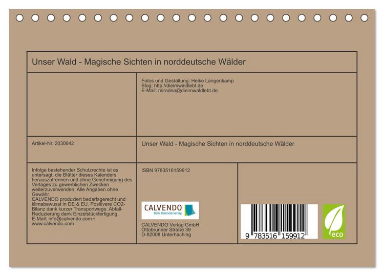 Produktbild: Unser Wald - Magische Sichten in norddeutsche W&auml;lder (Tischkalender 2026 DIN A5 quer), CALVENDO Monatskalender