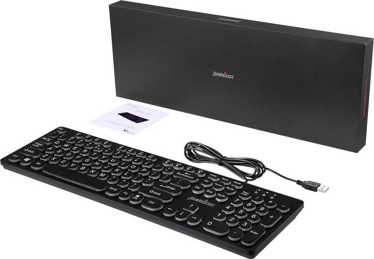 Produktbild: Perixx PERIBOARD-317 R DE B Kabelgebunden Tastatur Deutsch, QWERTZ Schwarz Beleuchtet